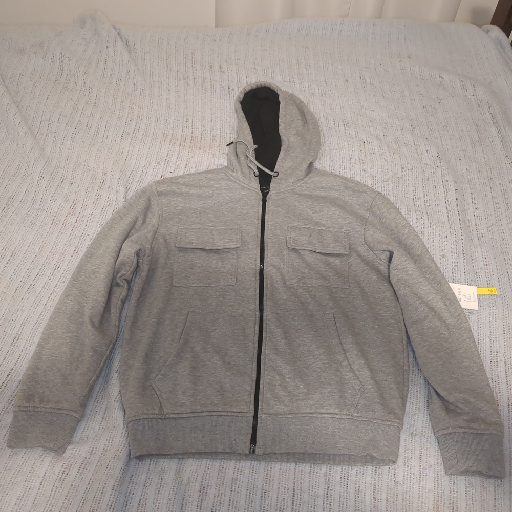 Modern Culture Gray Polyester Cotton Zip Up Hoodie Sweatshirt Size Medium NWT